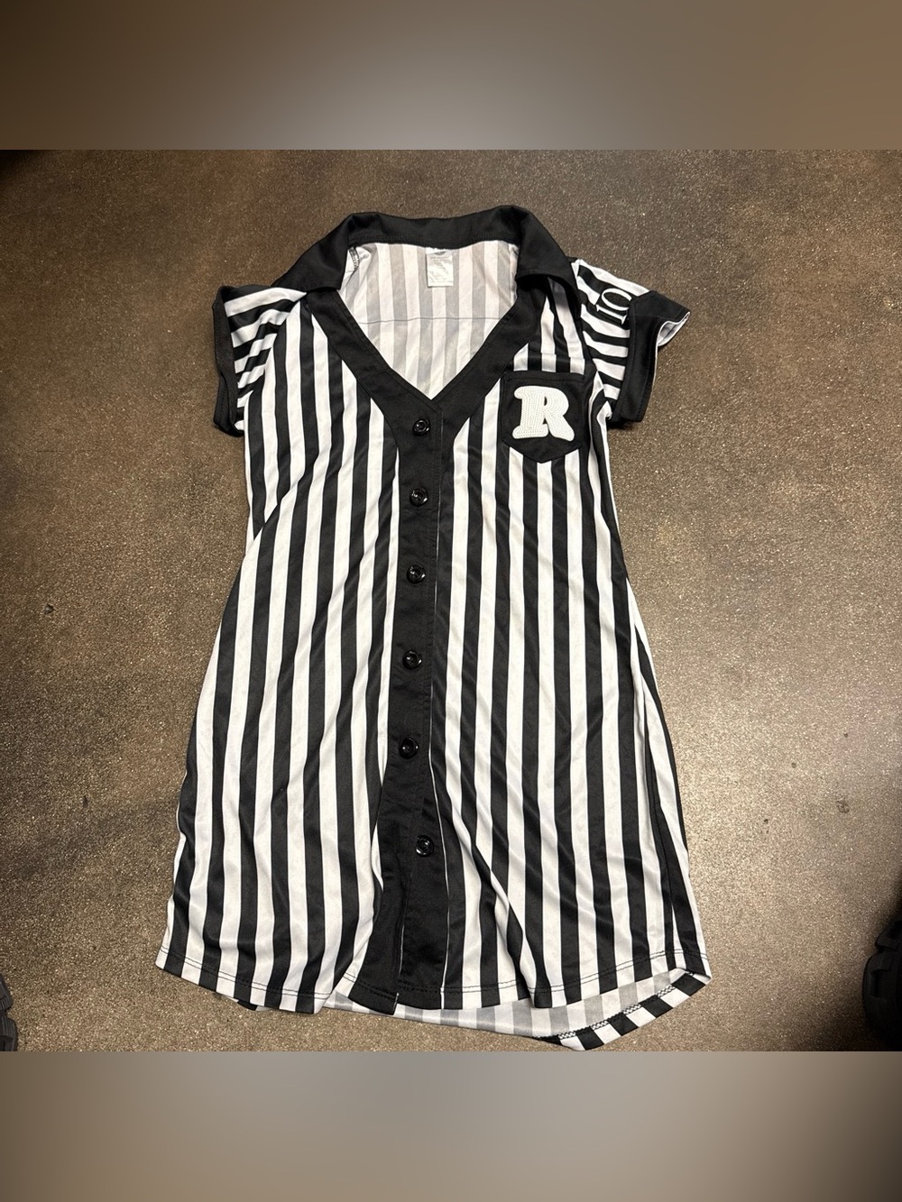 Spirit Halloween Black & White Striped Button-Front Adult Chic Dress Costume